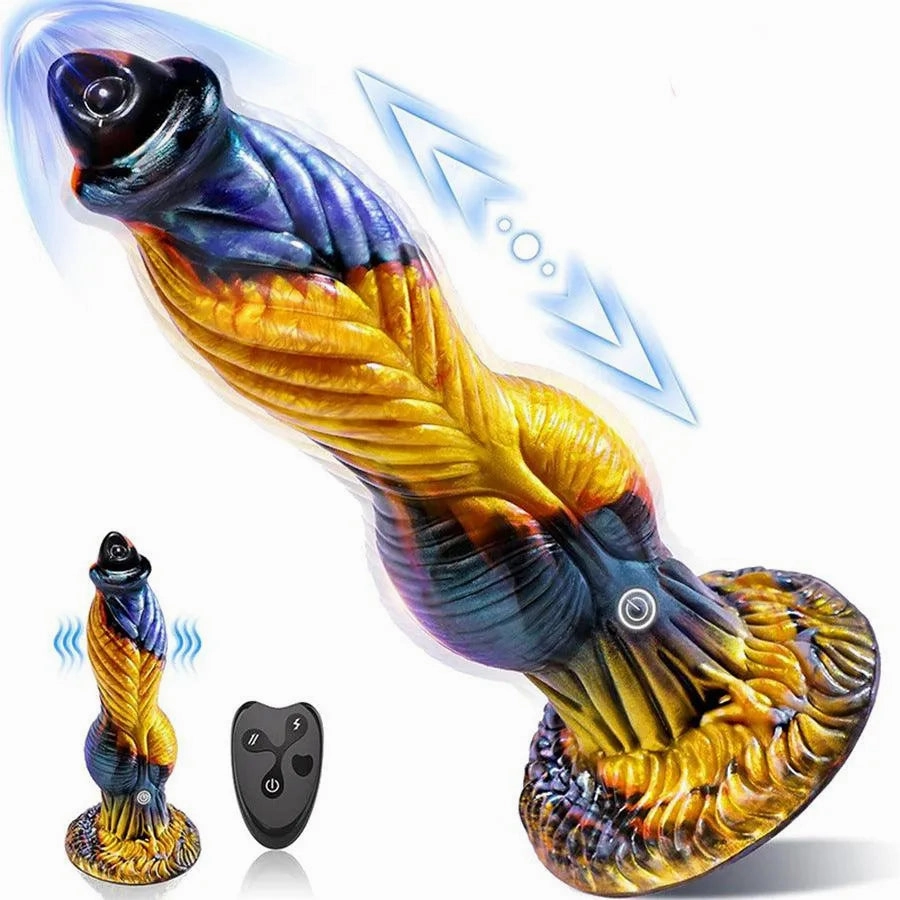 10 Inches Remote Thrusting Knotted Dildo Vibrator