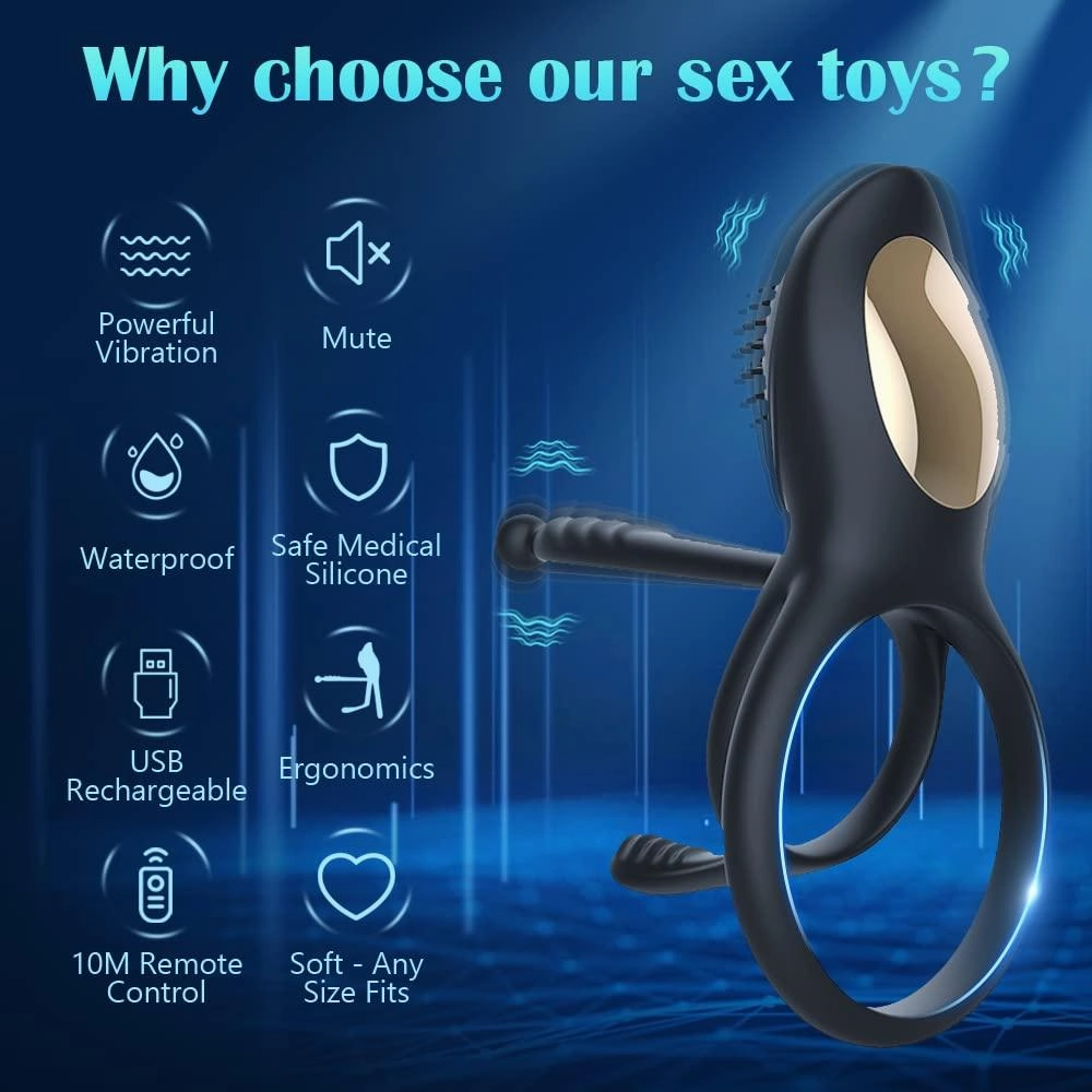 4 IN 1 Couple Shake 10 Frequency Vibration Cock Ring Remote Controlling