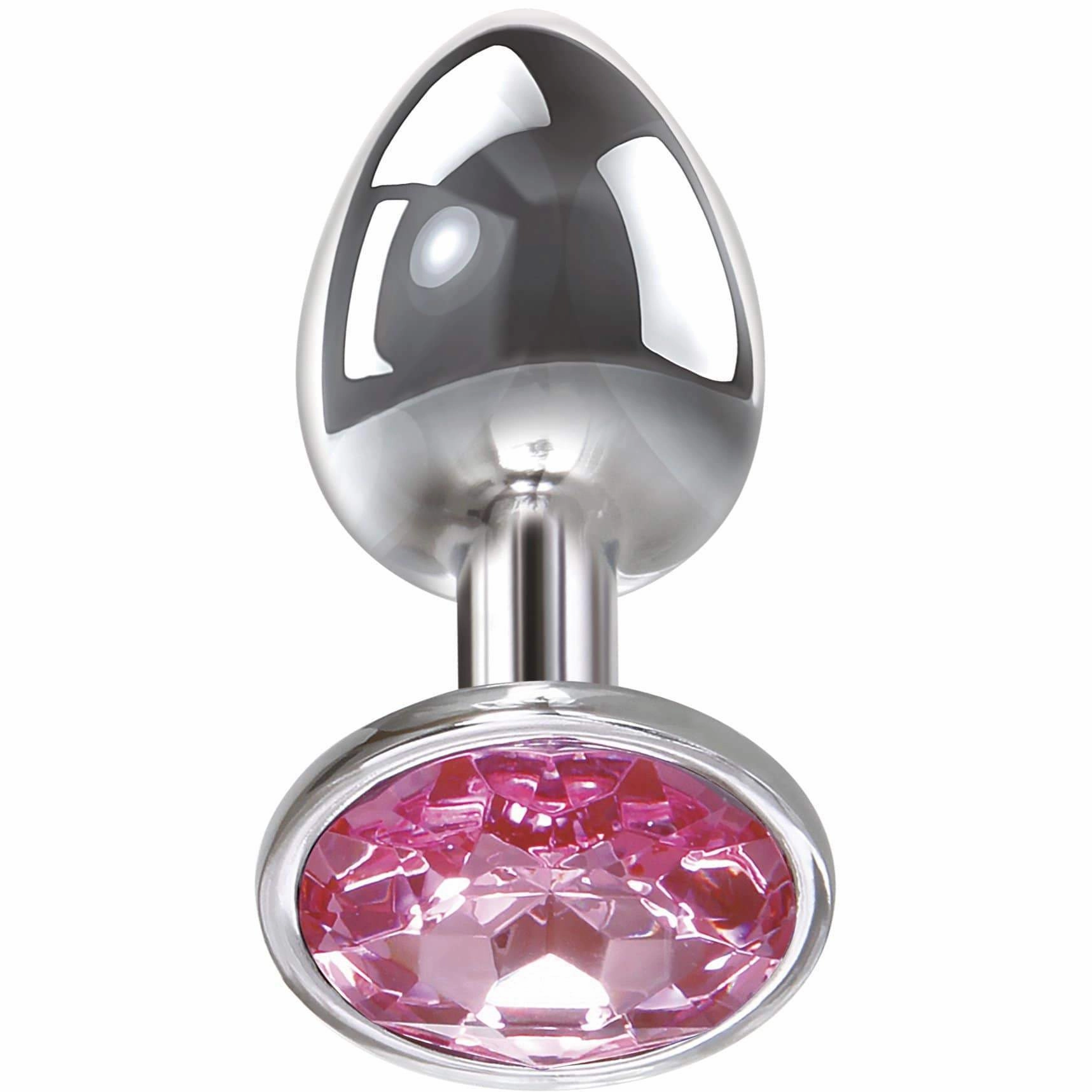 Adam & Eve - Pink Gem Aluminium Anal Plug Medium (Silver)