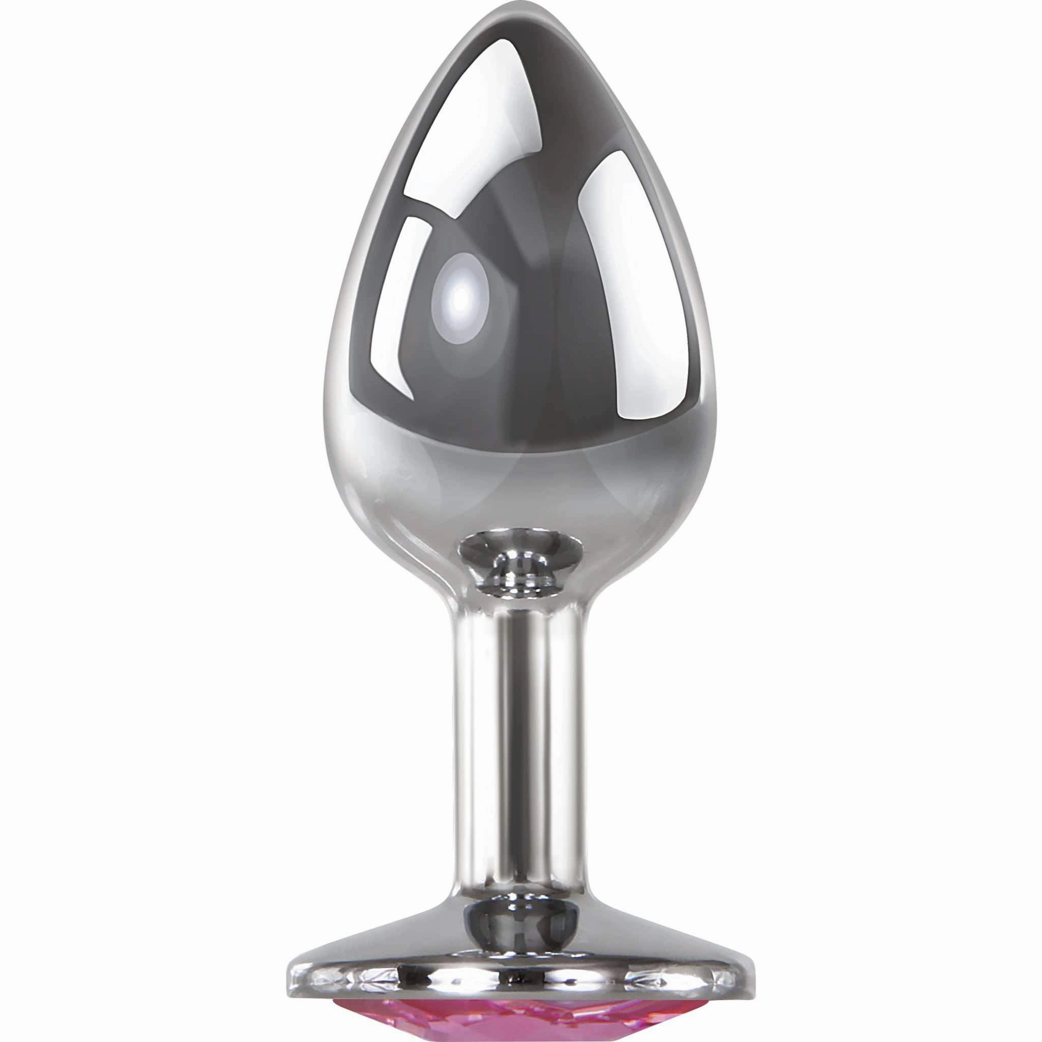 Adam & Eve - Pink Gem Aluminium Anal Plug Medium (Silver)