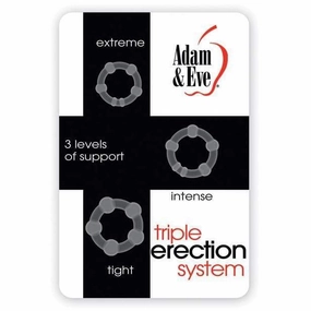 Adam & Eve - Triple Erection System Cock Ring Pack of 3 (Clear)