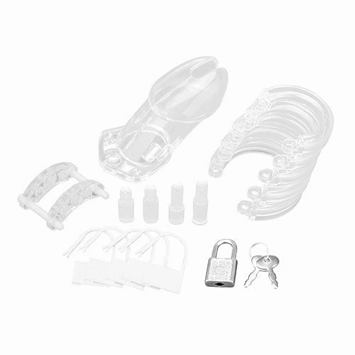 Blue Line - Acrylic See Thru Chastity Cock Cage (Clear)