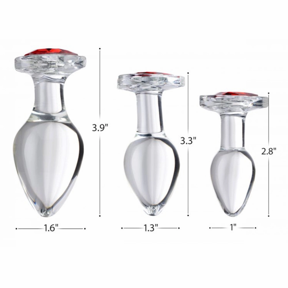 Booty Sparks Red Heart Gem Glass Anal Plug