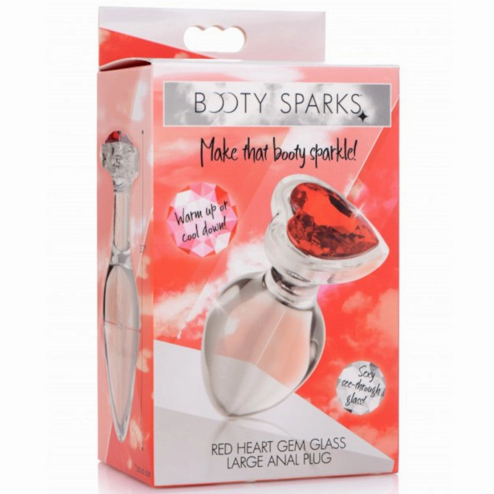 Booty Sparks Red Heart Gem Glass Anal Plug