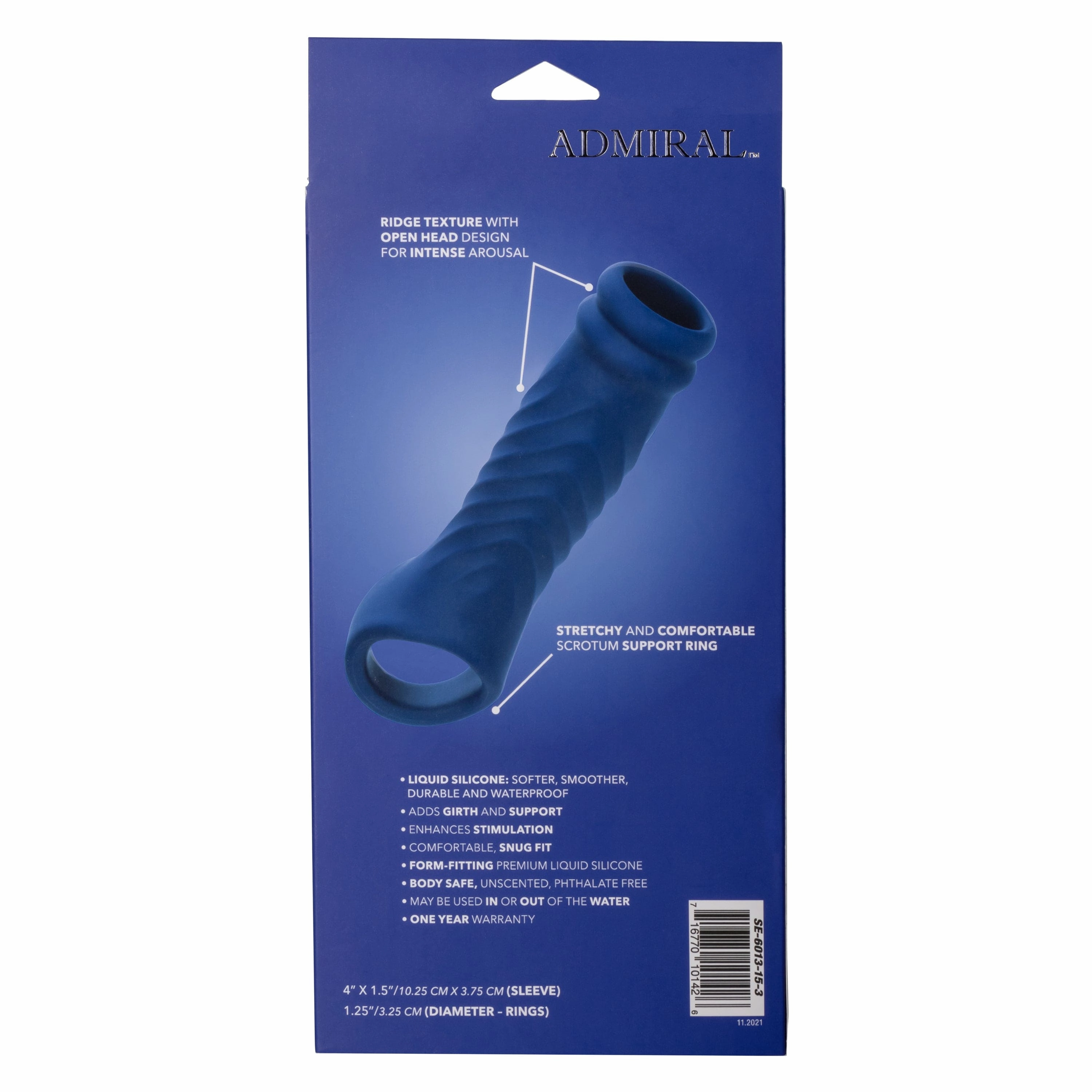California Exotics - Admiral Liquid Silicone Wave Extension Cock Sleeve (Blue)