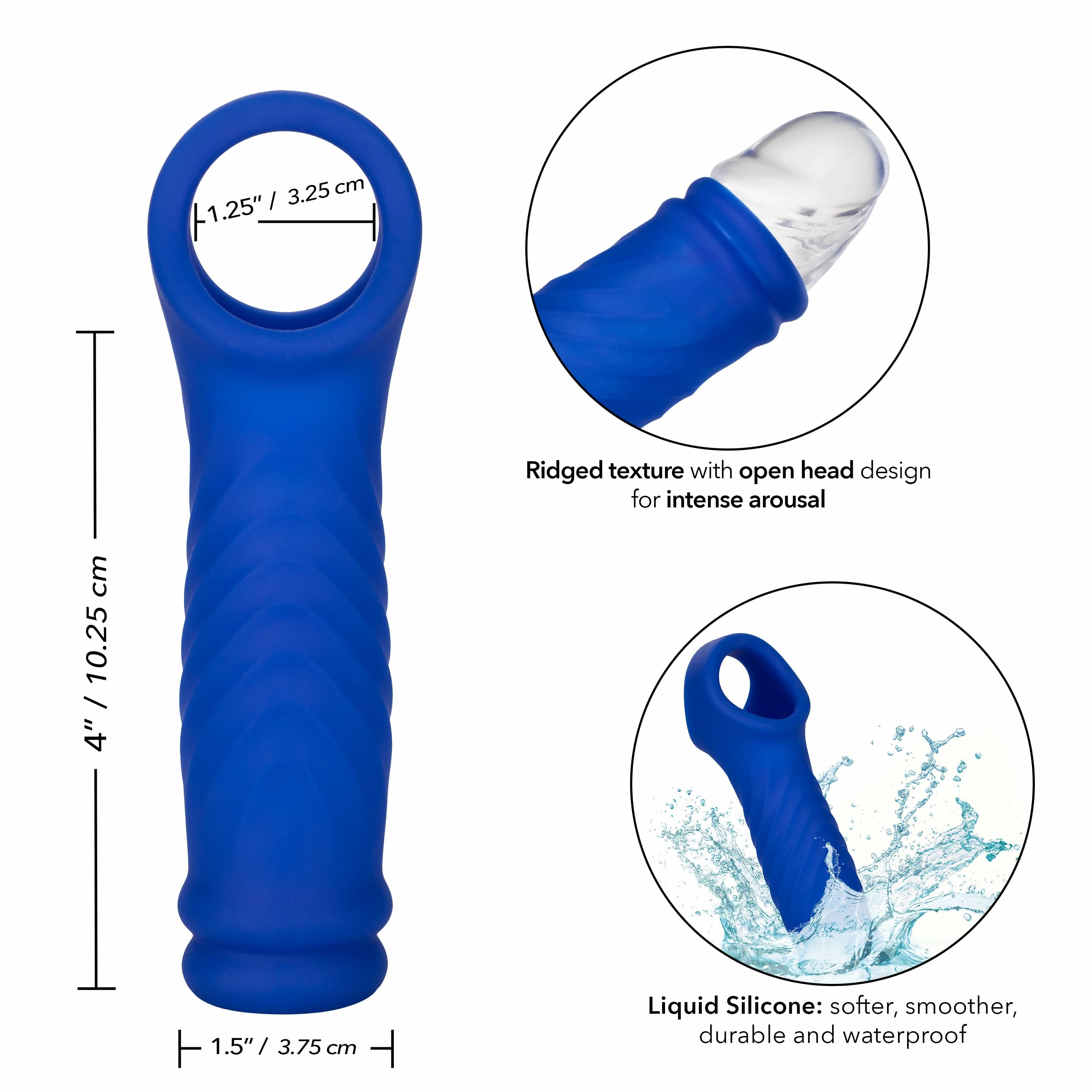 California Exotics - Admiral Liquid Silicone Wave Extension Cock Sleeve (Blue)