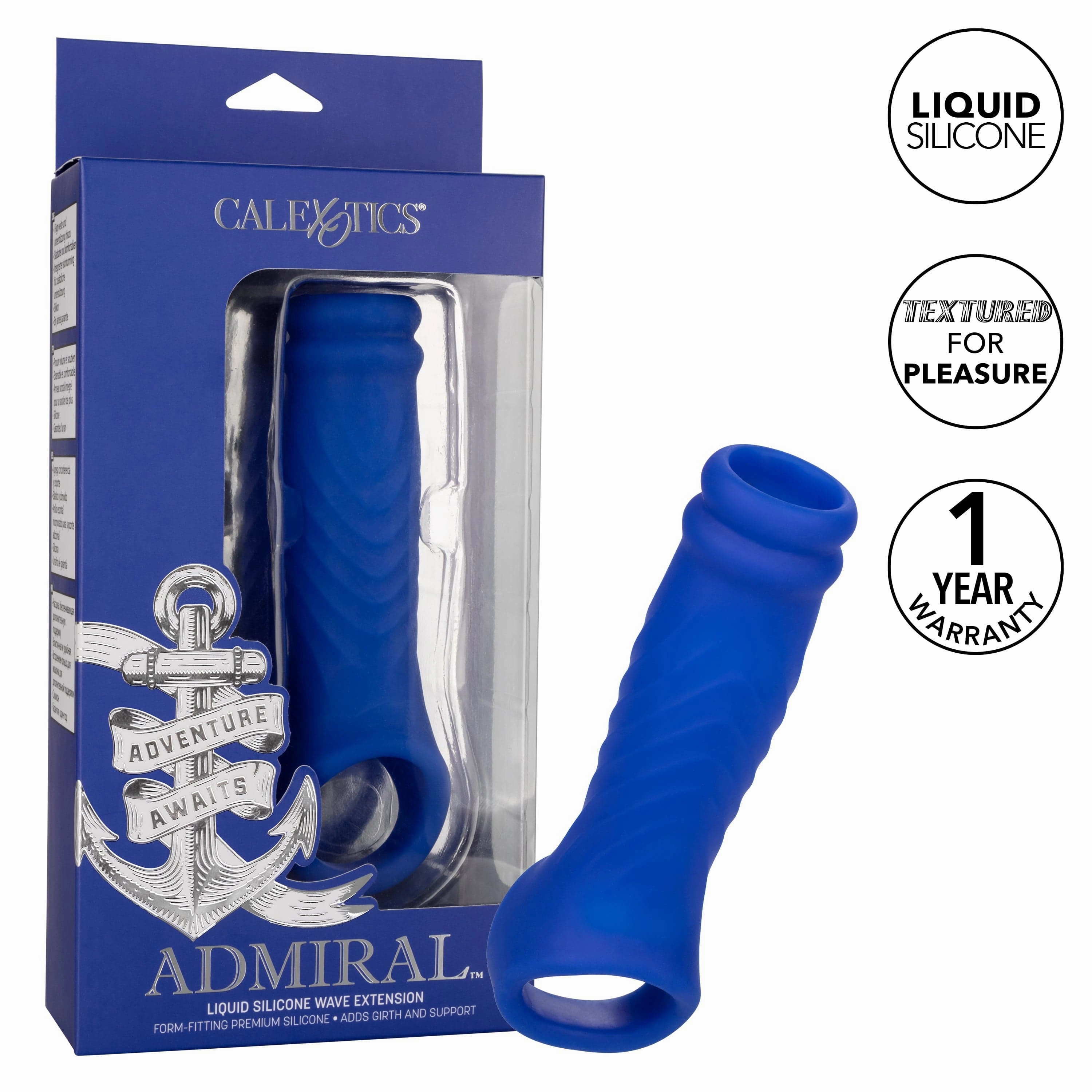 California Exotics - Admiral Liquid Silicone Wave Extension Cock Sleeve (Blue)