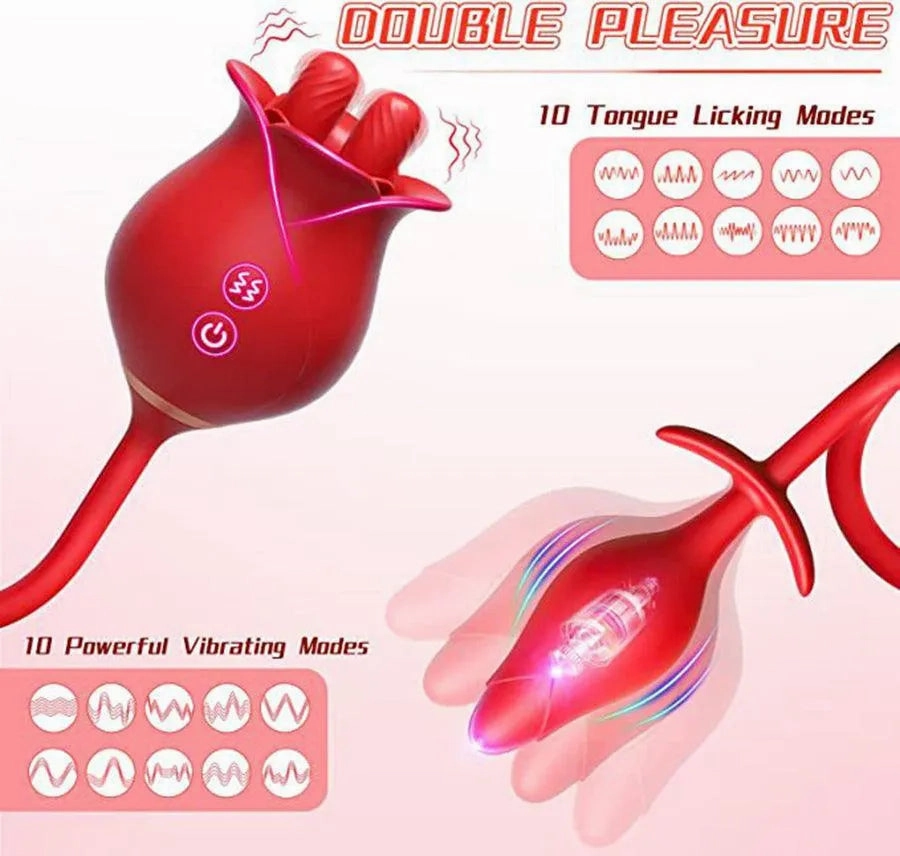 Dual Stimulation Licking Rose Vibrator