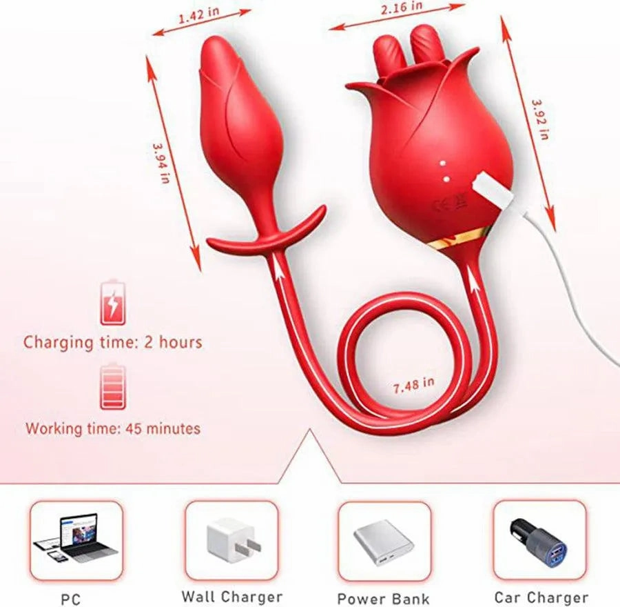 Dual Stimulation Licking Rose Vibrator