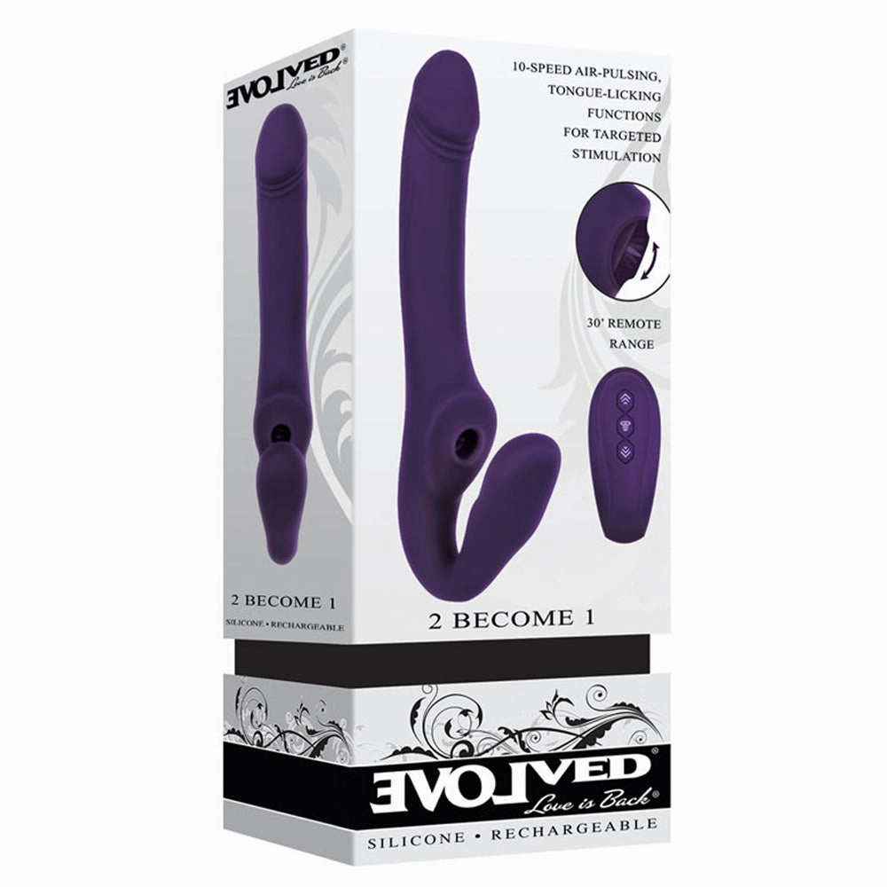 Evolved 2 Become 1 Vibrating Sucking Strapless Strap-On With Remote
