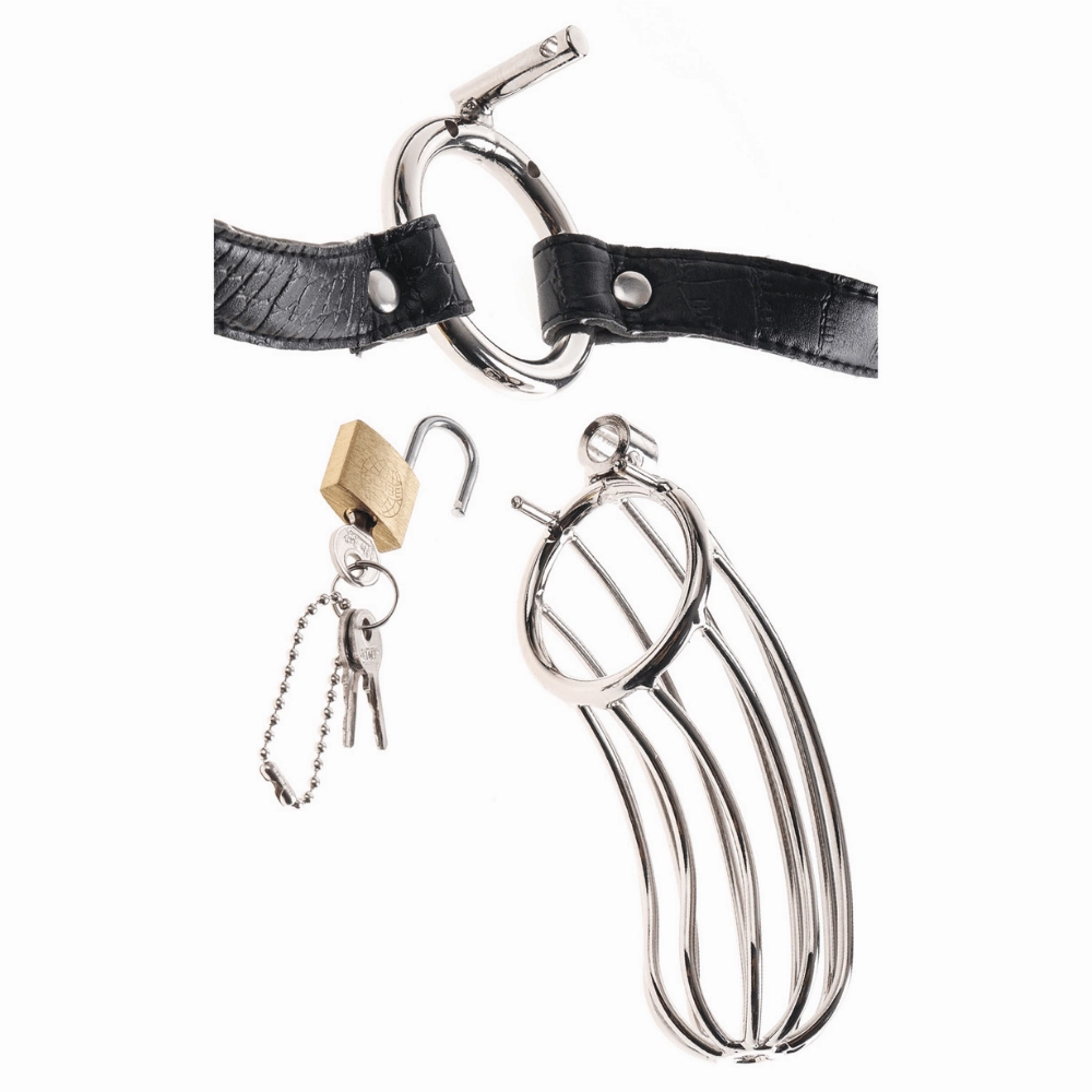 Fetish Fantasy Extreme Steel Chastity Cock Cage Belt