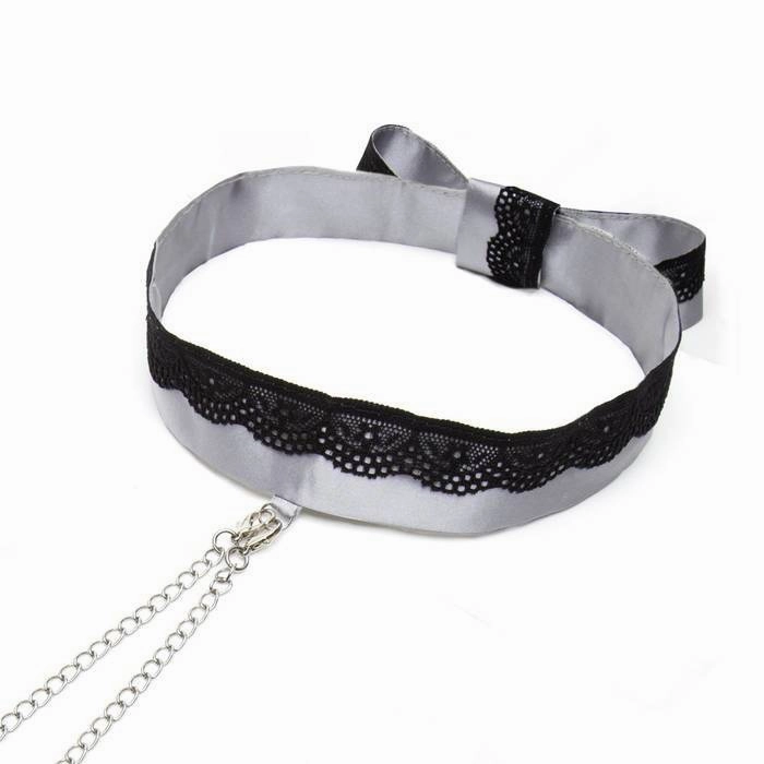 Fifty Shades of Grey - Play Nice Satin & Lace Collar & Nipple Clamps (Grey)