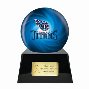 Football Cremation Urn with Optional Tennessee Titans Ball Decor and Custom Metal Plaque