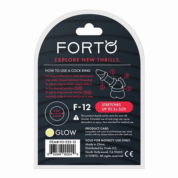 Forto - F 12 Silicone Cock Ring Glow in the Dark (Yellow)