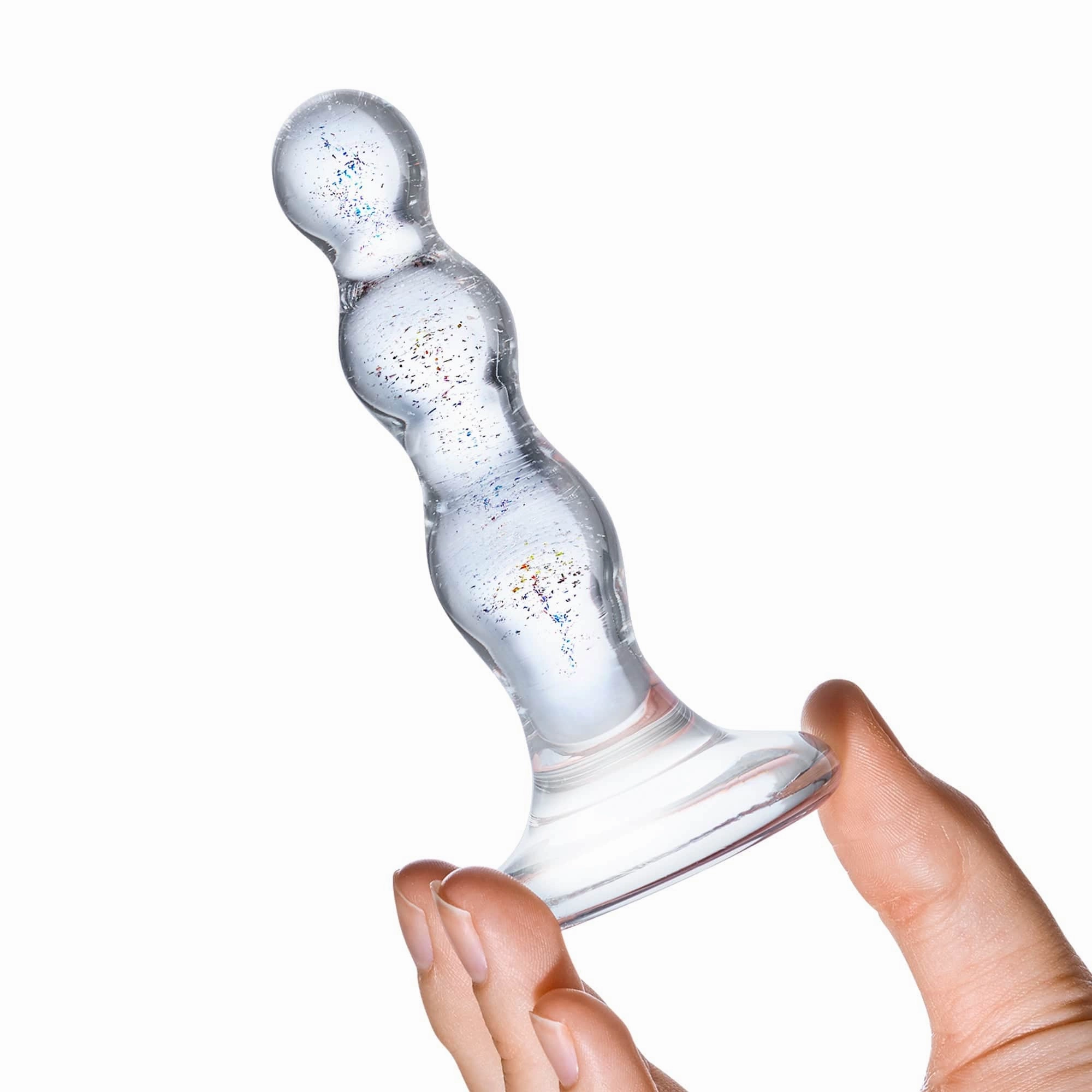 Glas - Triple Play Beaded Butt Plug 4" (Clear)