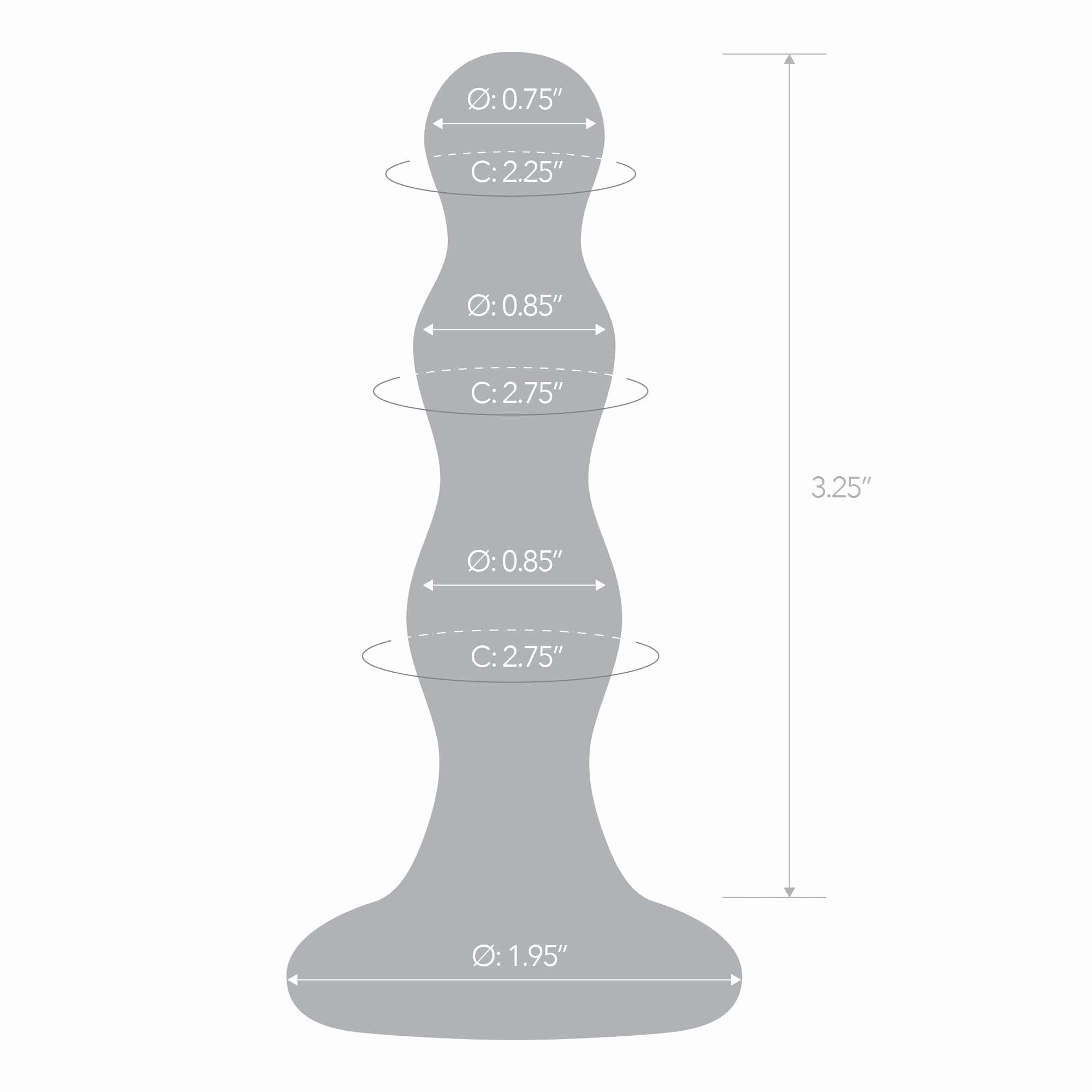 Glas - Triple Play Beaded Butt Plug 4" (Clear)