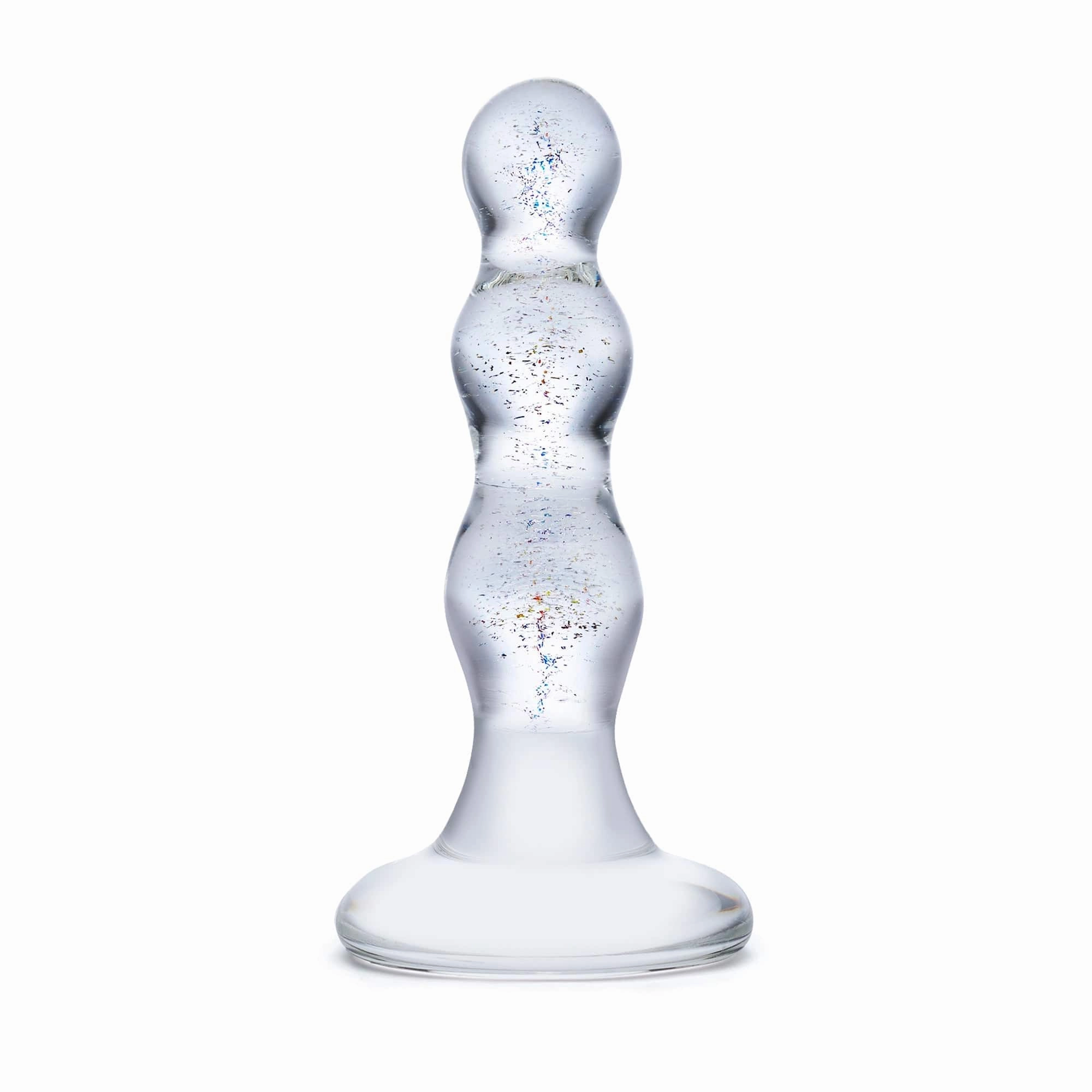 Glas - Triple Play Beaded Butt Plug 4" (Clear)
