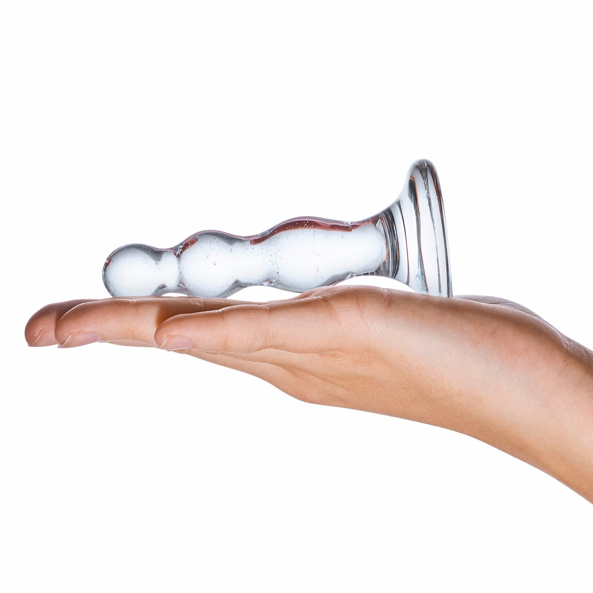Glas - Triple Play Beaded Butt Plug 4" (Clear)