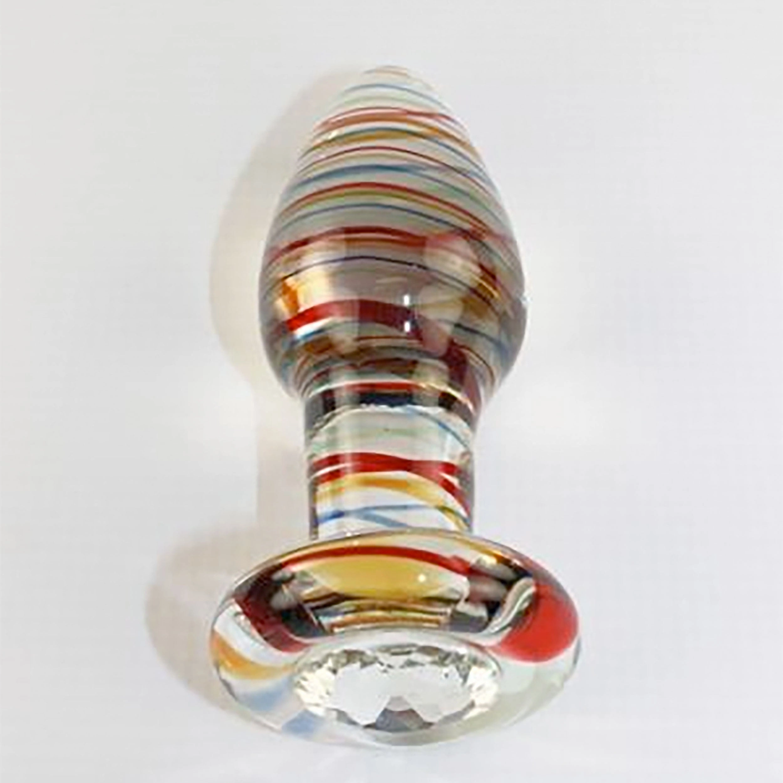 Glass Erotic Play Rainbow Swirl Anal Plug