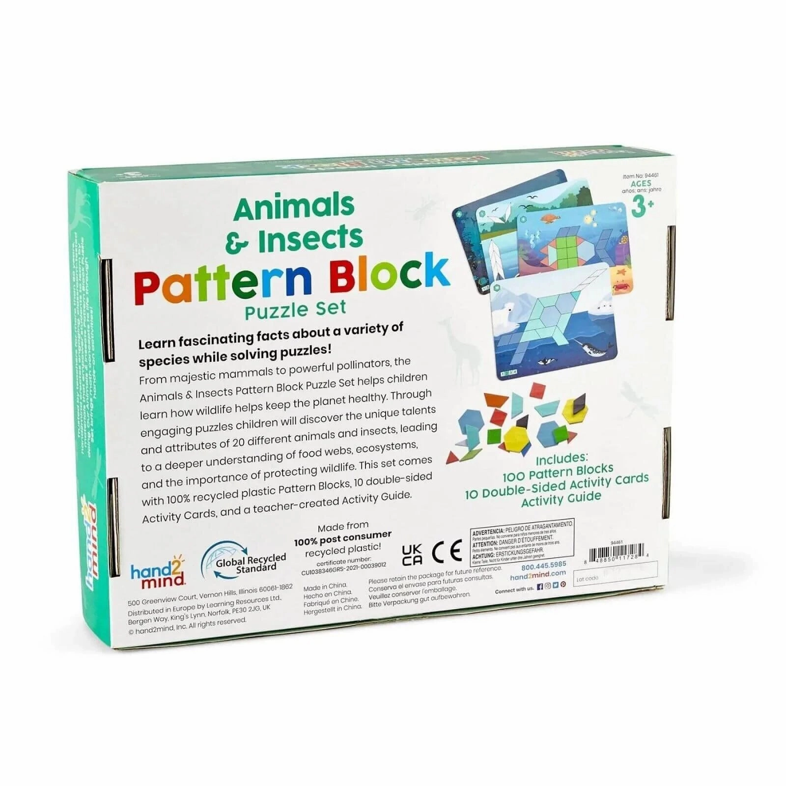 hand2Mind Animals & Insects Pattern Block Puzzle Set
