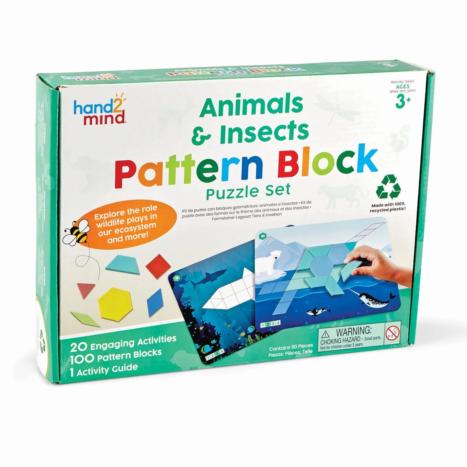hand2Mind Animals & Insects Pattern Block Puzzle Set