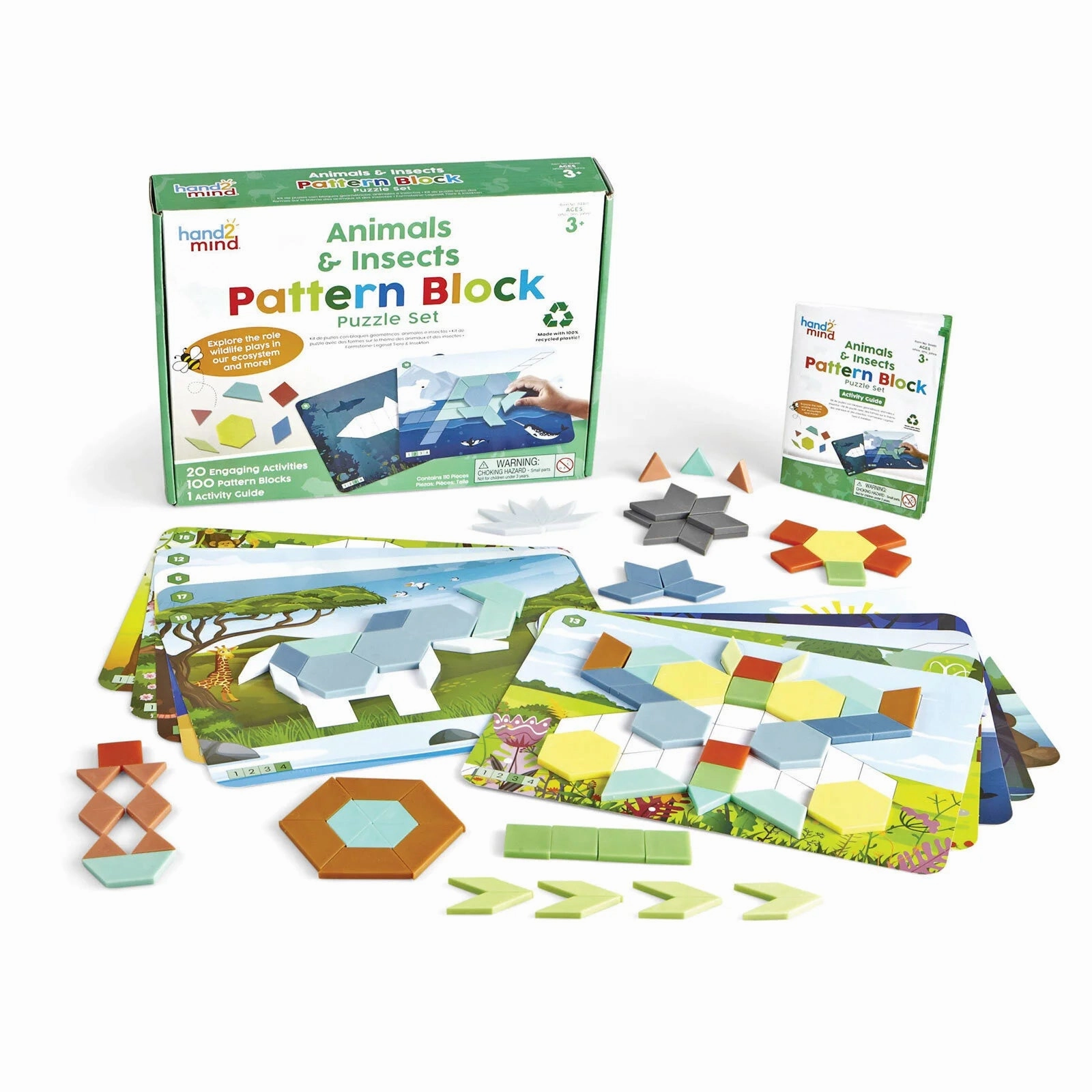 hand2Mind Animals & Insects Pattern Block Puzzle Set