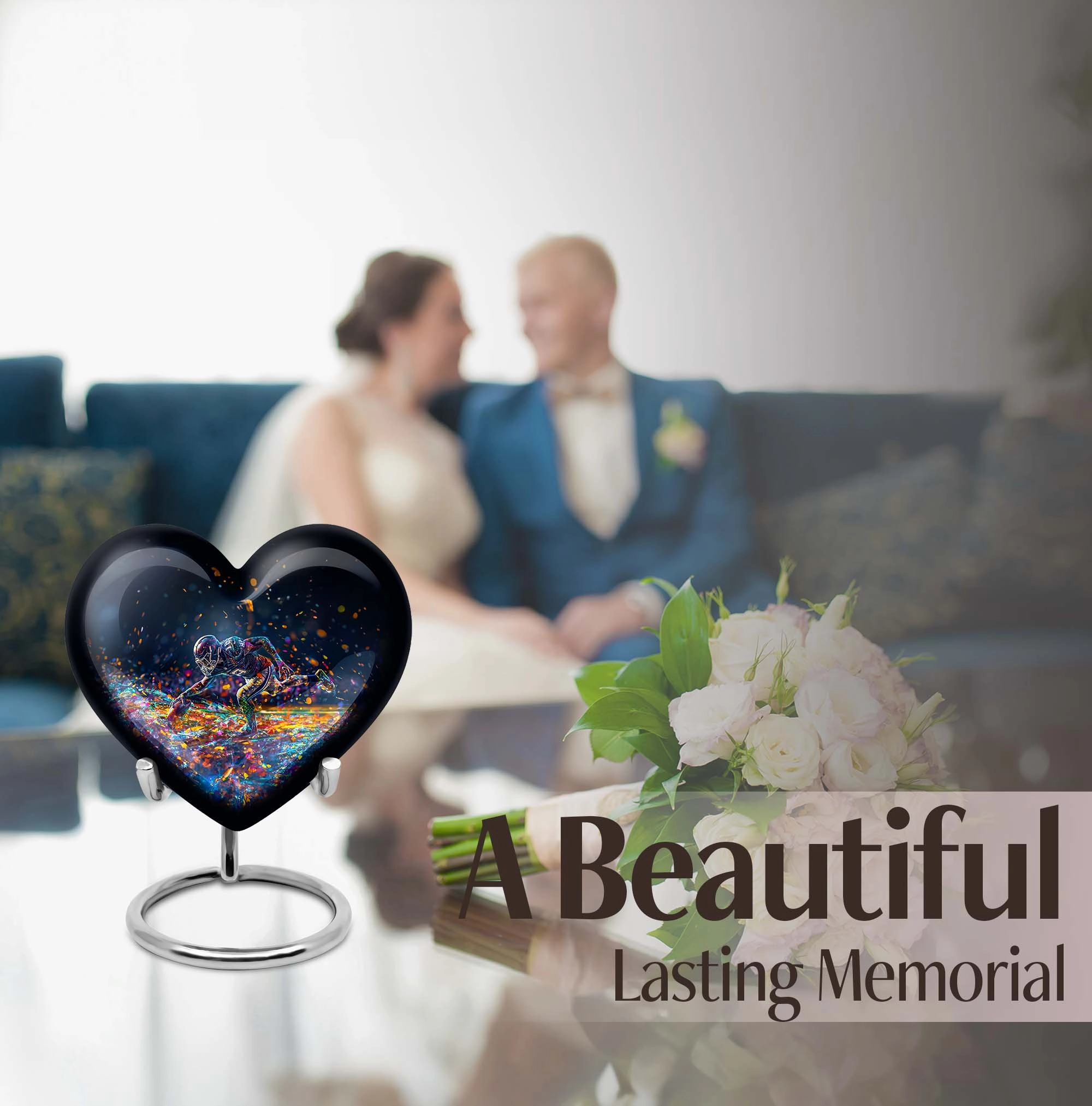Heart Tribute Footboll Urn - An Rest Spot for Loved Ones - Adult