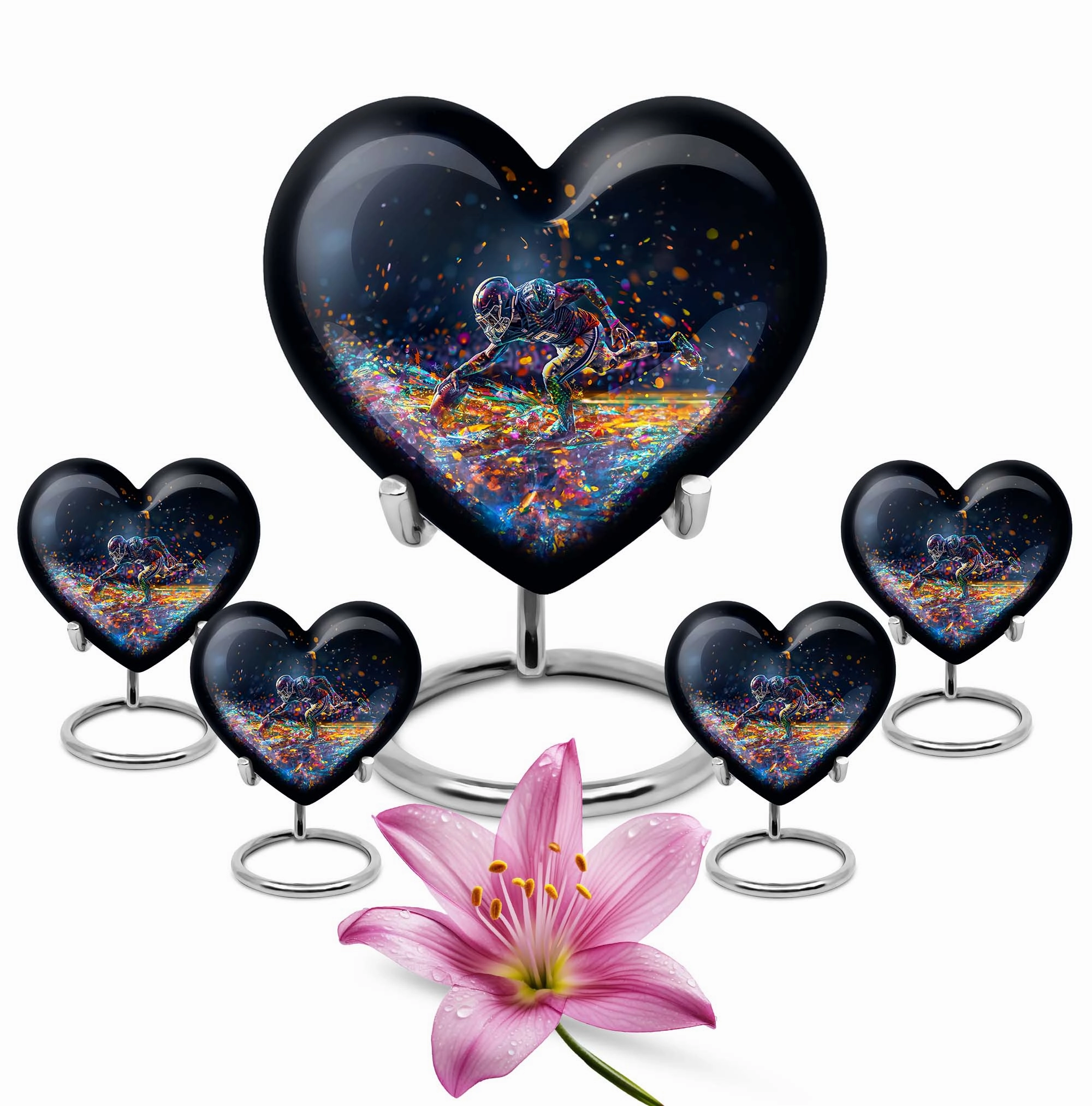 Heart Tribute Footboll Urn - An Rest Spot for Loved Ones - Adult