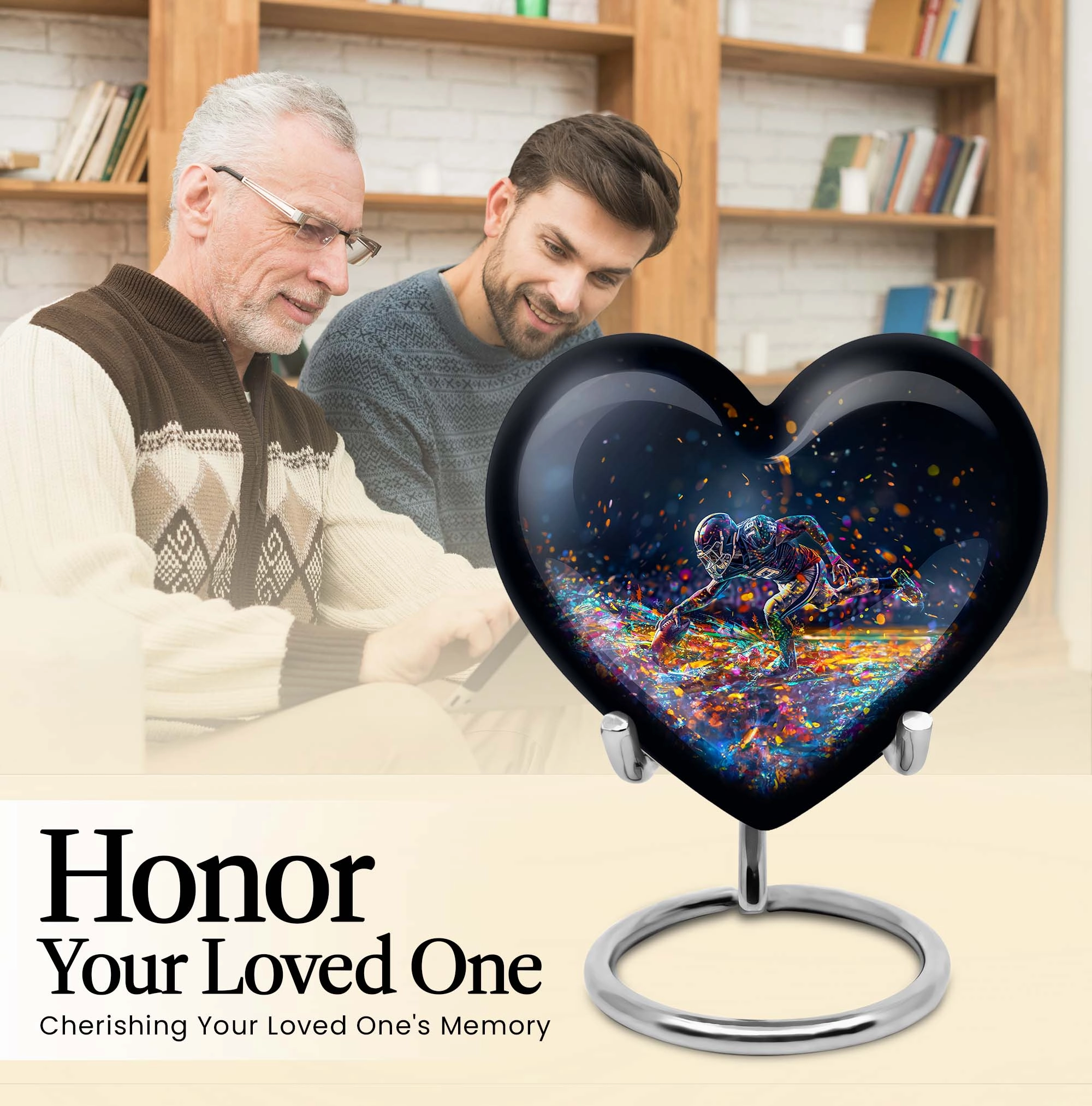Heart Tribute Footboll Urn - An Rest Spot for Loved Ones - Adult
