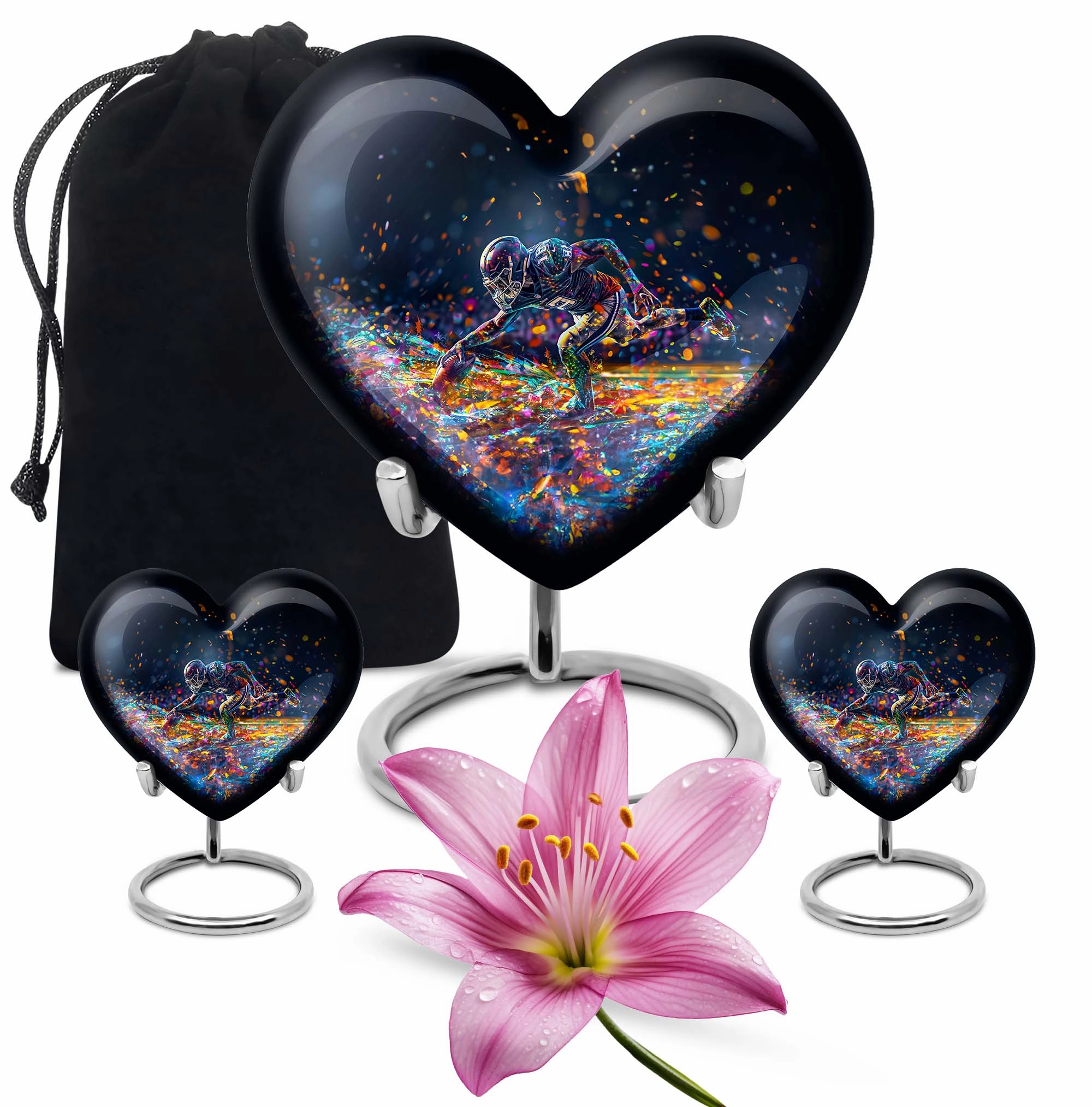 Heart Tribute Footboll Urn - An Rest Spot for Loved Ones - Adult