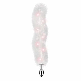 Hott Products - Foxy Tail Light Up Faux Fur Butt Plug (Silver/White)