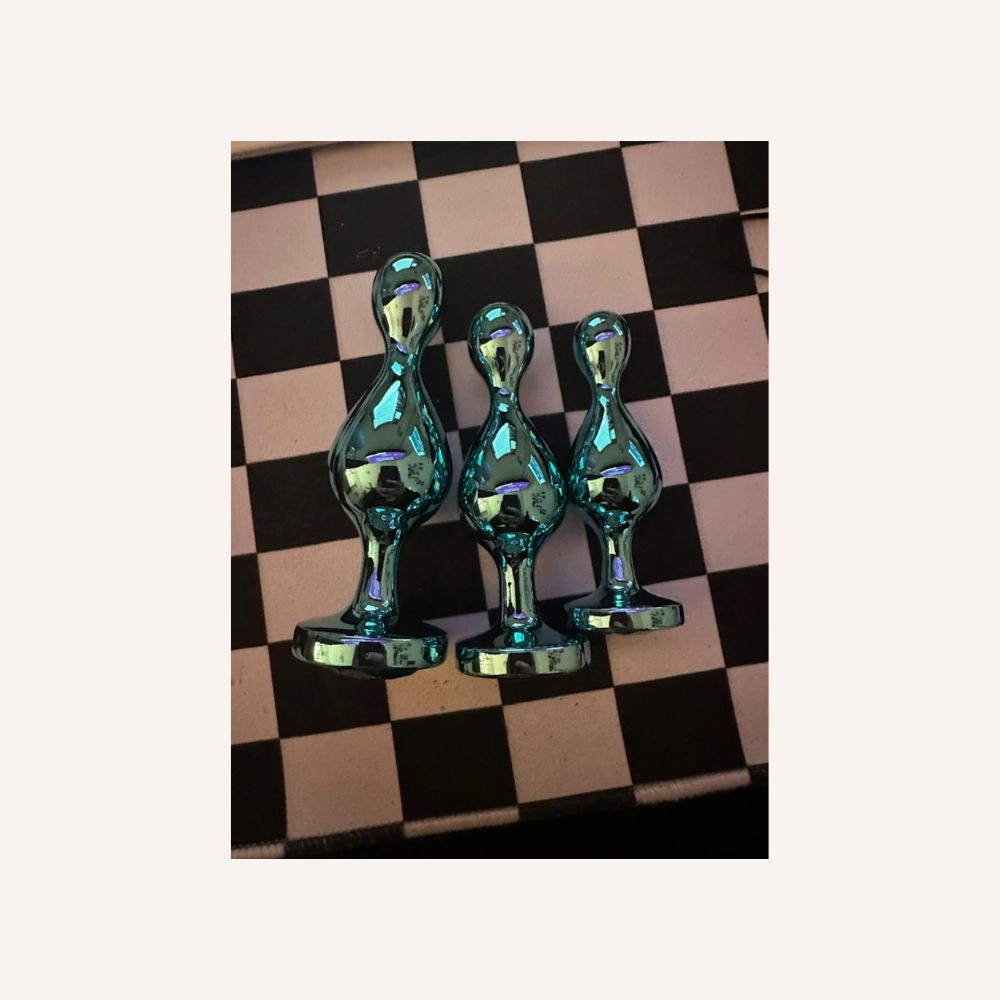 Jeweled Metal Butt Plug Elegant Set Teardrop-Shaped (3 Piece)