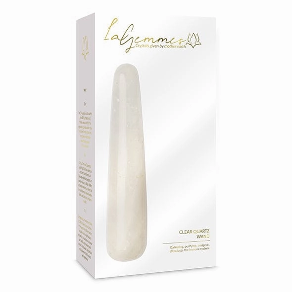 La Gemmes - Wand Clear Quartz Gemstone Dildo (White)