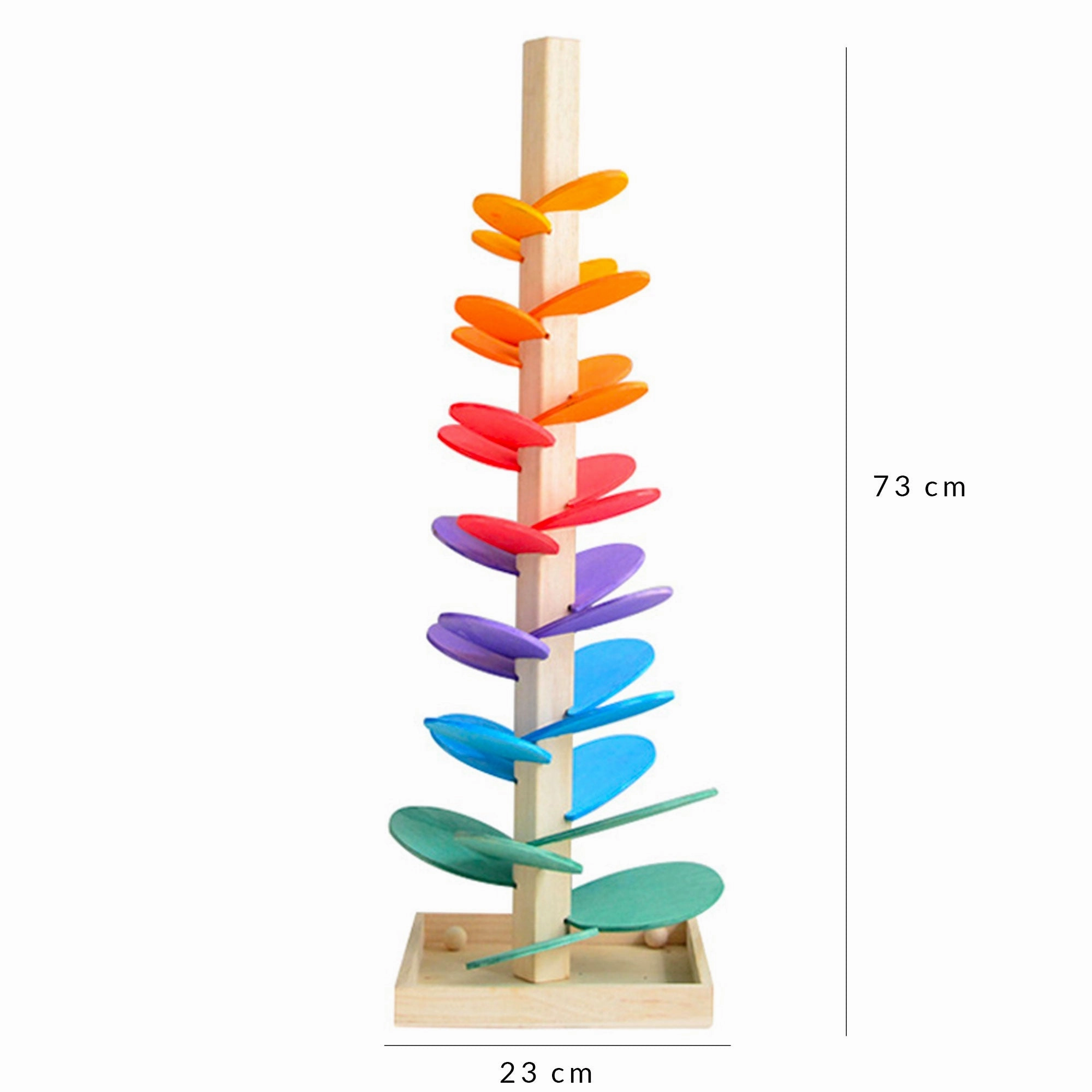 Large Wooden Marble Sound Rainbow Tree Run ( COLOURED WOODEN BALLS)