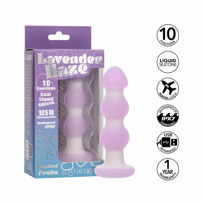 Lavender Haze Vibrating Beaded Butt Plug