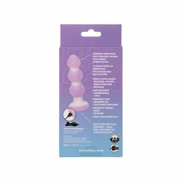 Lavender Haze Vibrating Beaded Butt Plug