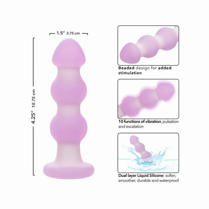 Lavender Haze Vibrating Beaded Butt Plug