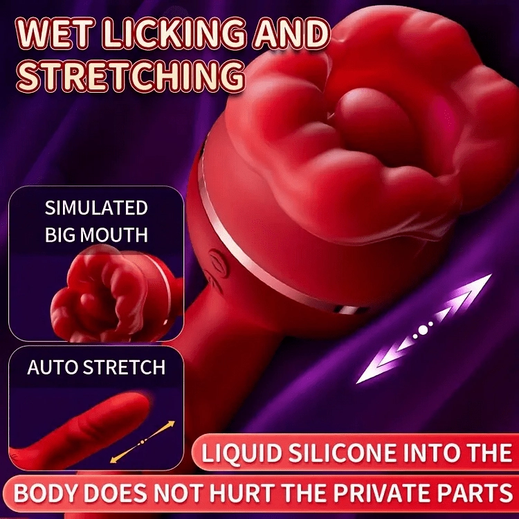 Lurevibe - Rose Tongue Licking Suction Vibrator G-spot Vibration Stimulator