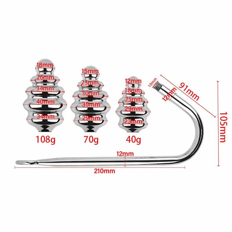 Metal Anal Hook with Thread Butt Plug
