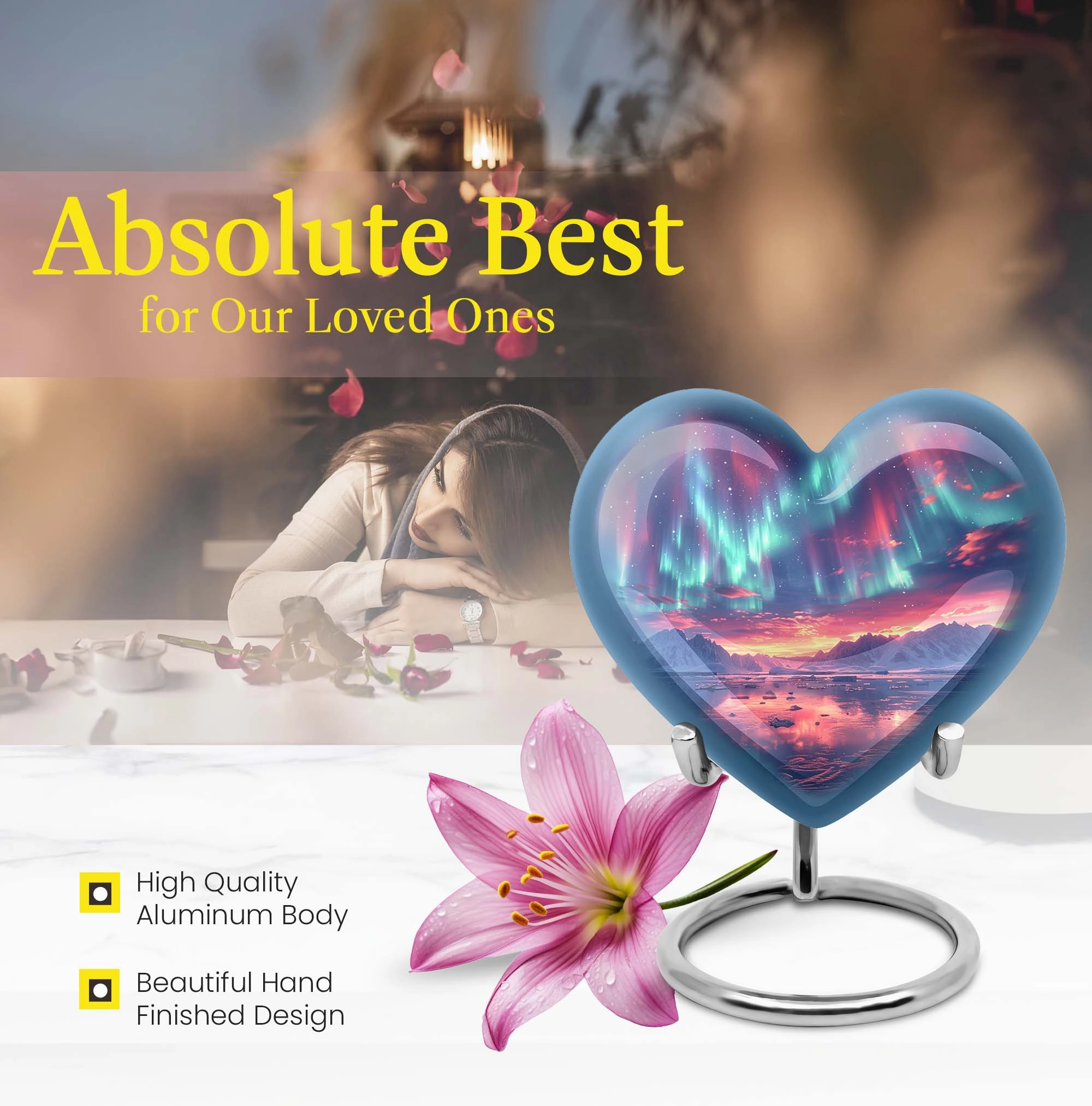 Northern Lights Cremation Urn - Symbolic Memorial Tribute for Men