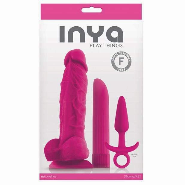 NS Novelties - INYA Silicone Play Things Set of Plug Dildo and Vibrator (Pink)