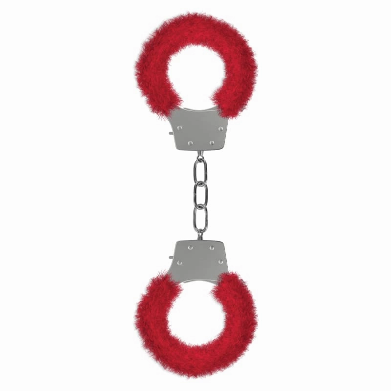 Pleasure Handcuffs Furry - Red