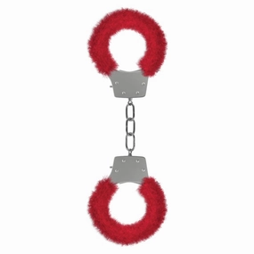 Pleasure Handcuffs Furry - Red