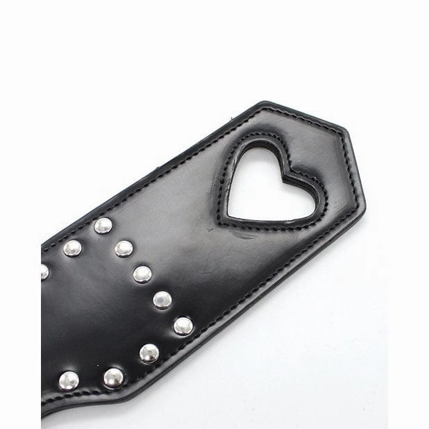 Plesur - Cut Out Heart with Studs Paddle BDSM (Black)