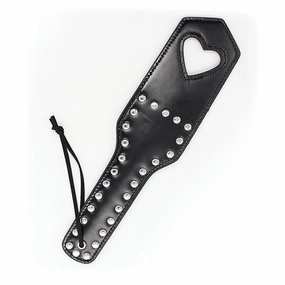 Plesur - Cut Out Heart with Studs Paddle BDSM (Black)