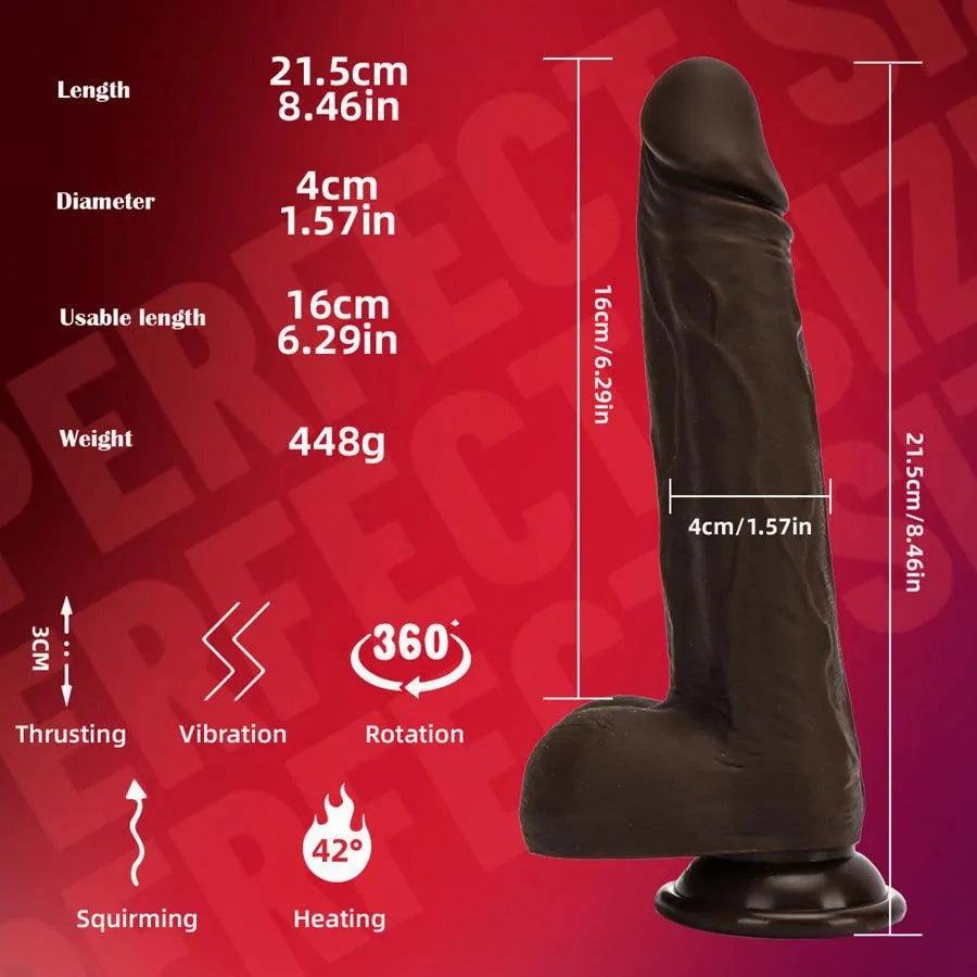 Remote Control Thrusting Black Dildo
