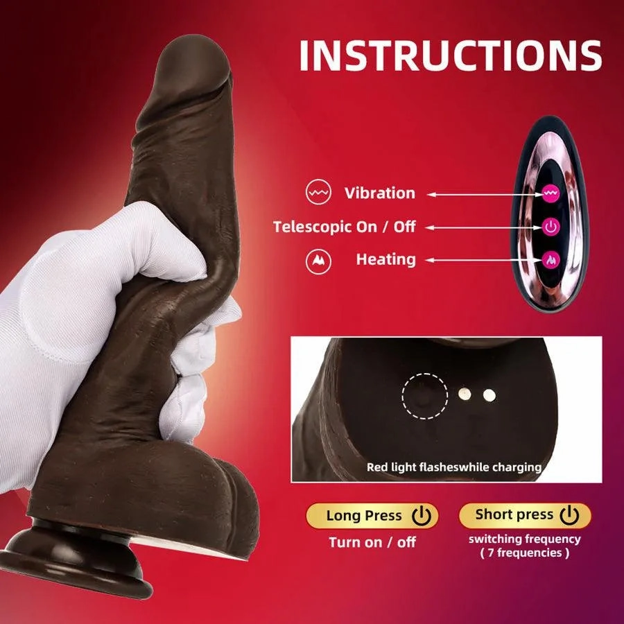 Remote Control Thrusting Black Dildo