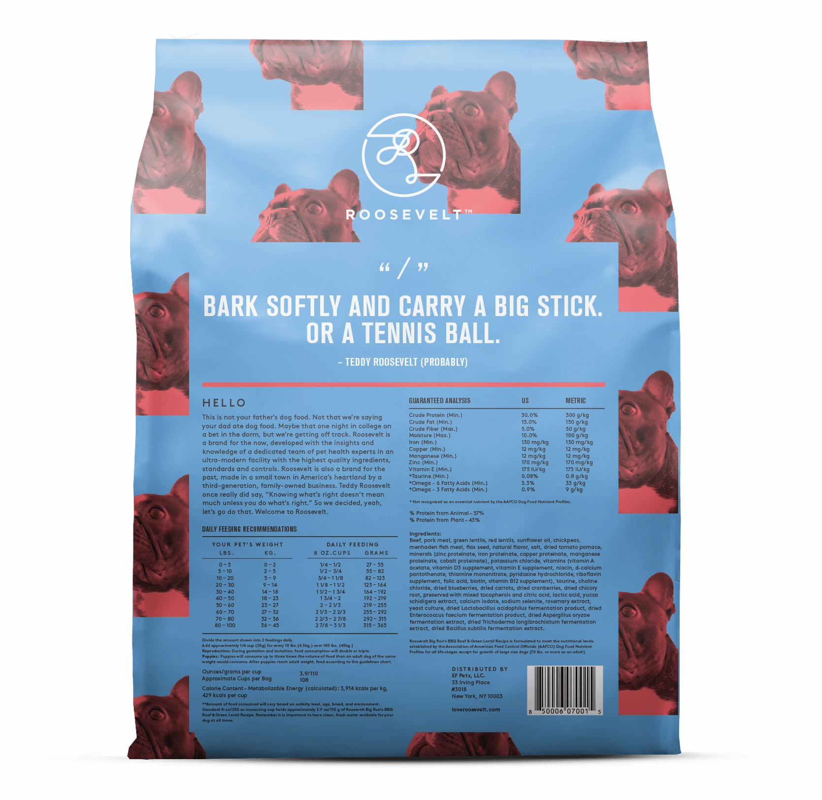 Roosevelt Big Ron's BBQ Beef & Green Lentil Grain Free Recipe Dry Dog Food