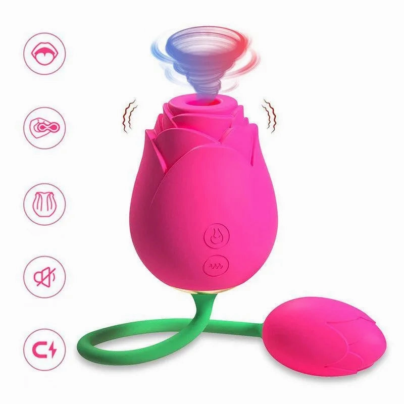 Rose Clit Sucker Vibrating Ball Sex Toy