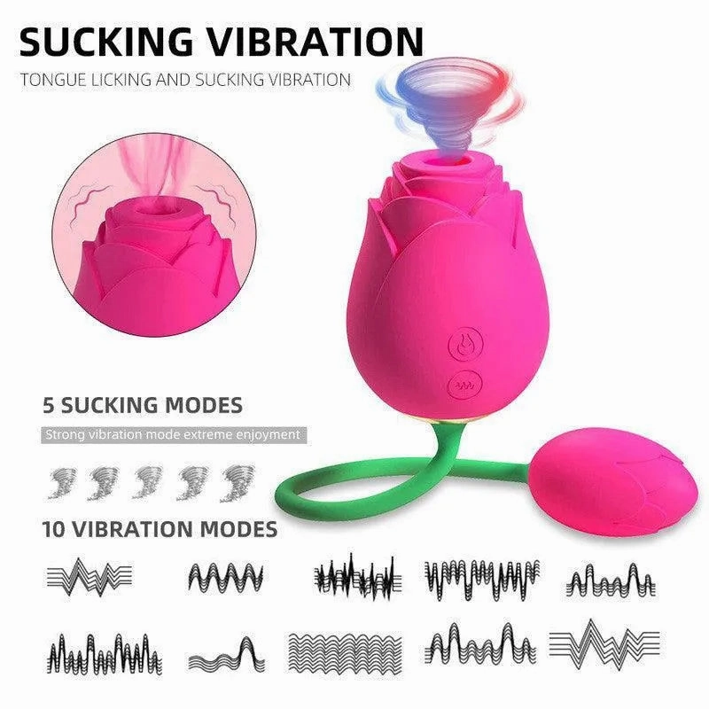 Rose Clit Sucker Vibrating Ball Sex Toy